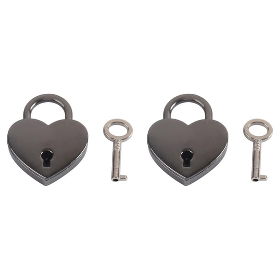 Set of 2 Vintage Heart Shaped Mini Padlocks with Keys, Antique Brass Decorative Small Locks for Jewelry Boxes, Handbags, Luggage, Backpacks & Travel