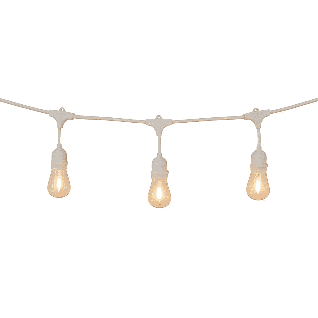 Homestead 48FT Commercial Grade LED Flexible Filament String Lights, Warm White with White Cable