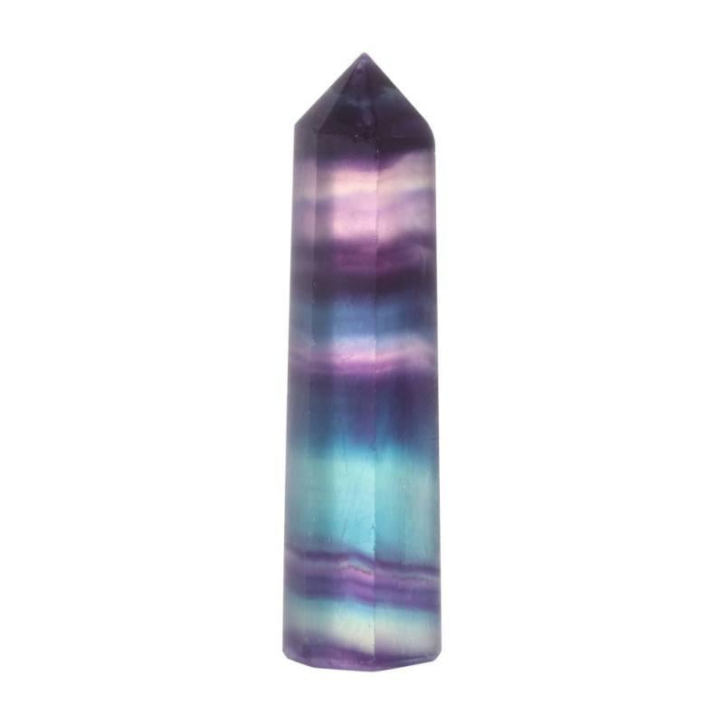 Natural Fluorite Crystal Rainbow Quartz Wand Point Healing Stone Decor UK 