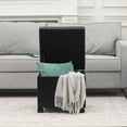 thumbnail image 2 of Homebeez Leather Storage Ottoman with Steerable Rolling Wheels, Square Small Foot Rest Stool Tufted Cube Footstool with Hinged Lid, Black, 2 of 7