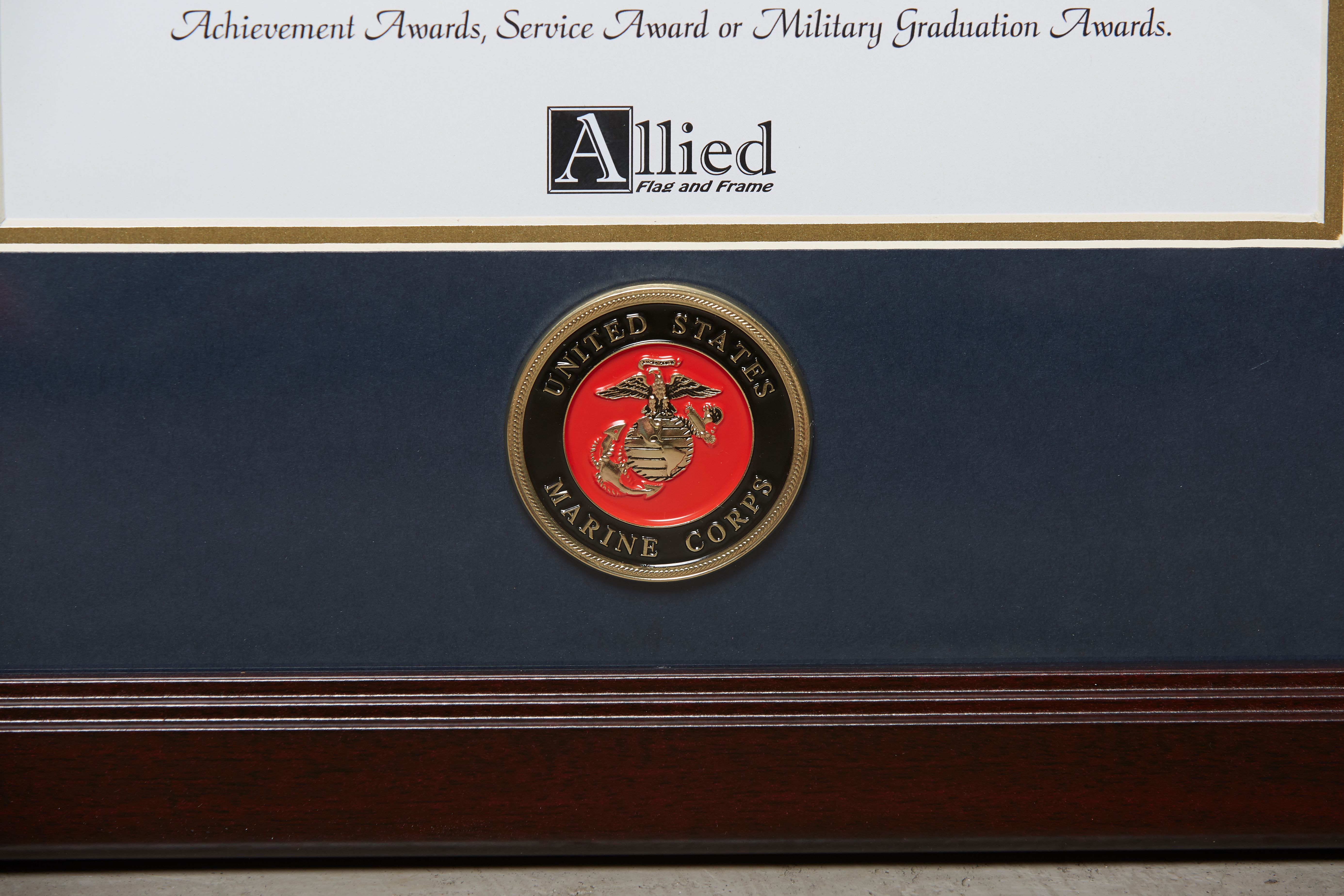 Allied Frame US Marine Corps Certificate of Achievement Picture Frame with Medallion