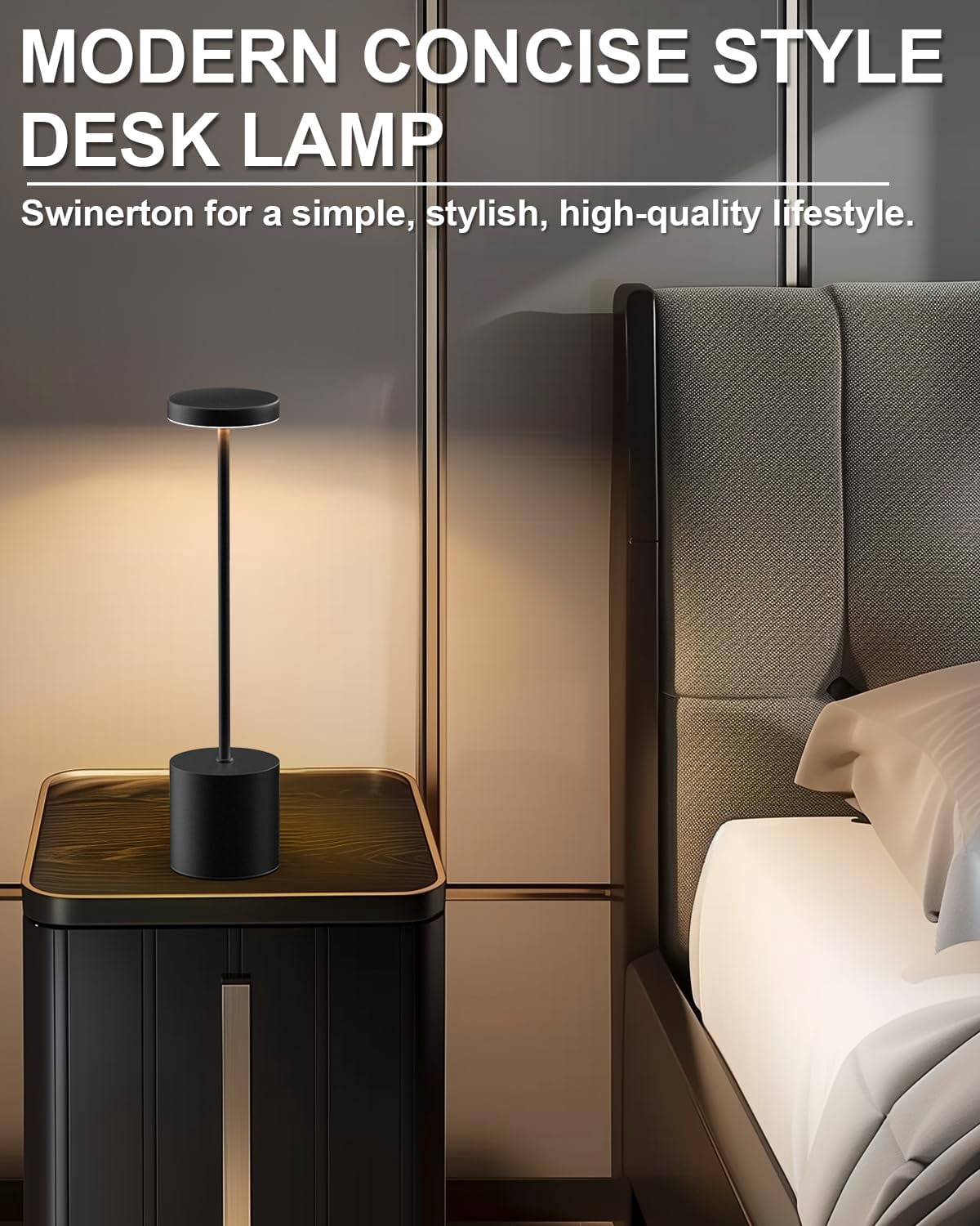 13.3"Rechargeable Cordless Table Lamps, Portable LED Desk Lamp with Touch Controls,3 Color Dimmable Lighting for Dining Patio Outdoor Bedroom Restaurant Bar(Black)