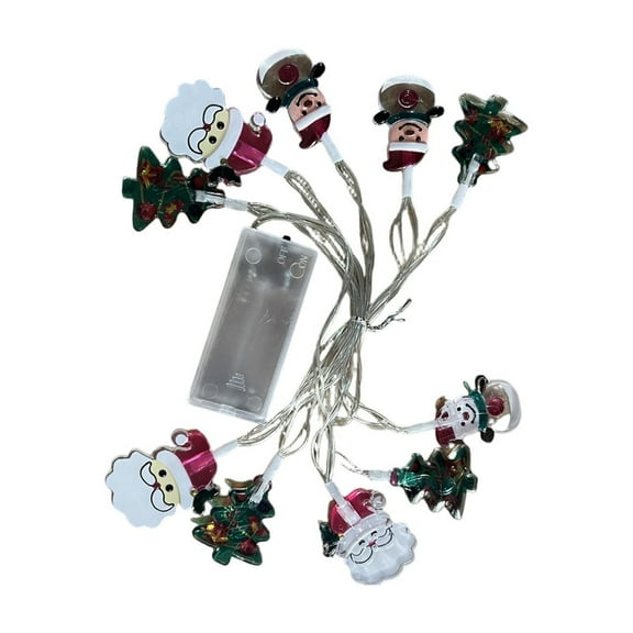Christmas String Lights, 10 LED Battery Operated Fairy Lights with Santa Claus, Snowman & Tree Decorations for Indoor Outdoor Holiday Parties