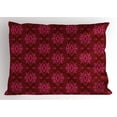 thumbnail image 1 of Hot Pink Pillow Sham Traditional Eastern Damask Pattern over Burgundy Background Ethnic Design Print, Decorative Standard Size Printed Pillowcase, 26 X 20 Inches, Burgundy Pink, by Ambesonne, 1 of 2