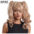 thumbnail image 2 of Peluca sintética multicolor de rizado largo para mujer, pelo humano de estilo cómic de Lolita, peluca de Cosplay de roles de Anime japonés con coletas con Clip, 2 of 5