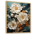 thumbnail image 2 of Designart "Floral Oasis Gold and White on Blue Stone III" Abstract Framed Wall Art - Modern Gold Abstract Flowers Hallway Framed Wall Art Decor, 2 of 6