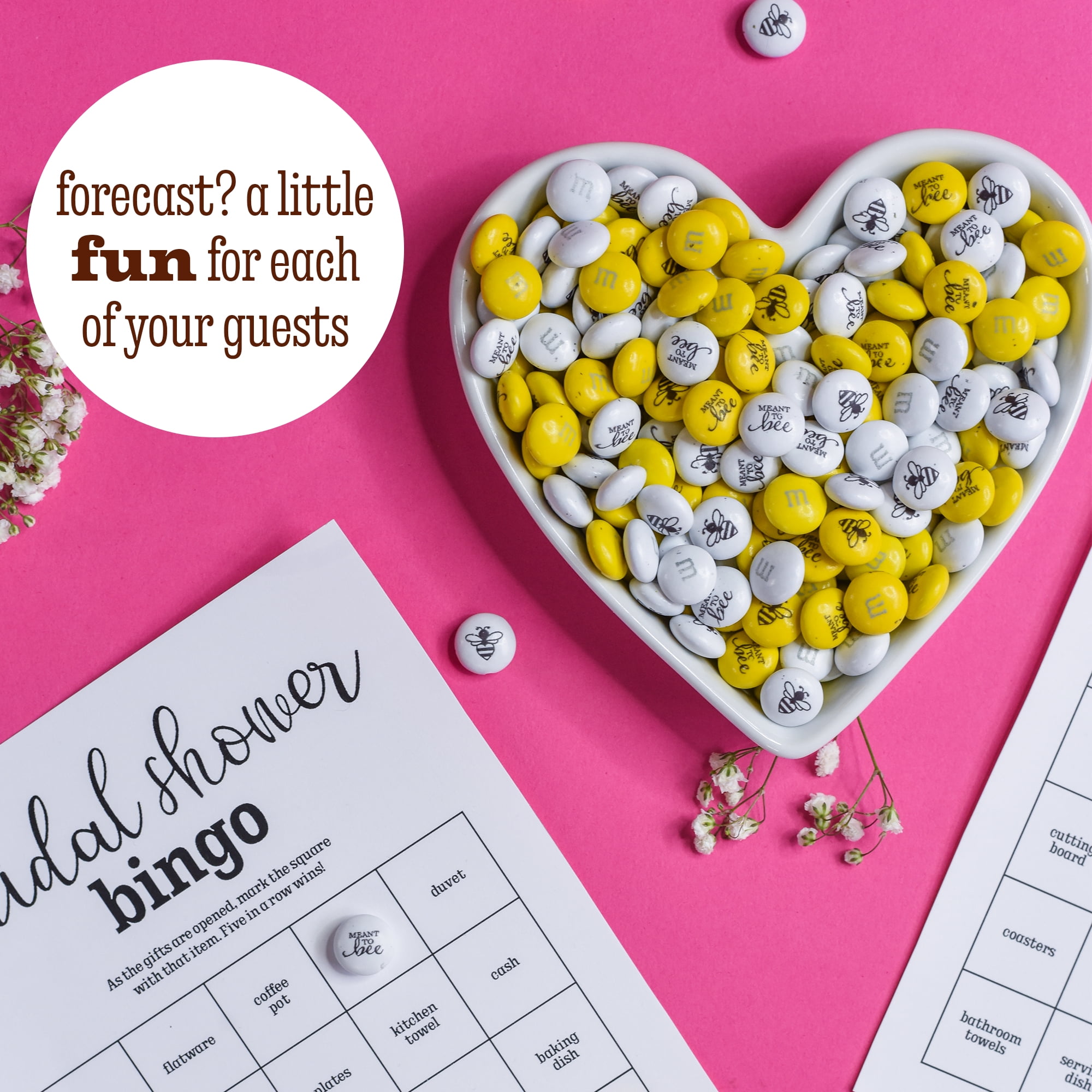 M&M'S Meant to Bee Engagement Party or Bridal Shower Milk Chocolate Candy, 2lb Resealable Bulk Bag
