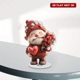 thumbnail image 6 of Rotating acrylic ornament featuring a charming dwarf in a red sweater and hat, holding roses and a heart, set against a white background, 6 of 8