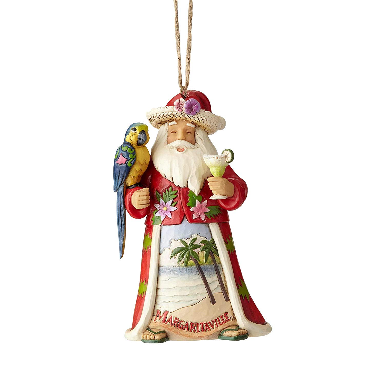Margaritaville by Jim Shore Santa with Parrot Hanging Ornament 4.5