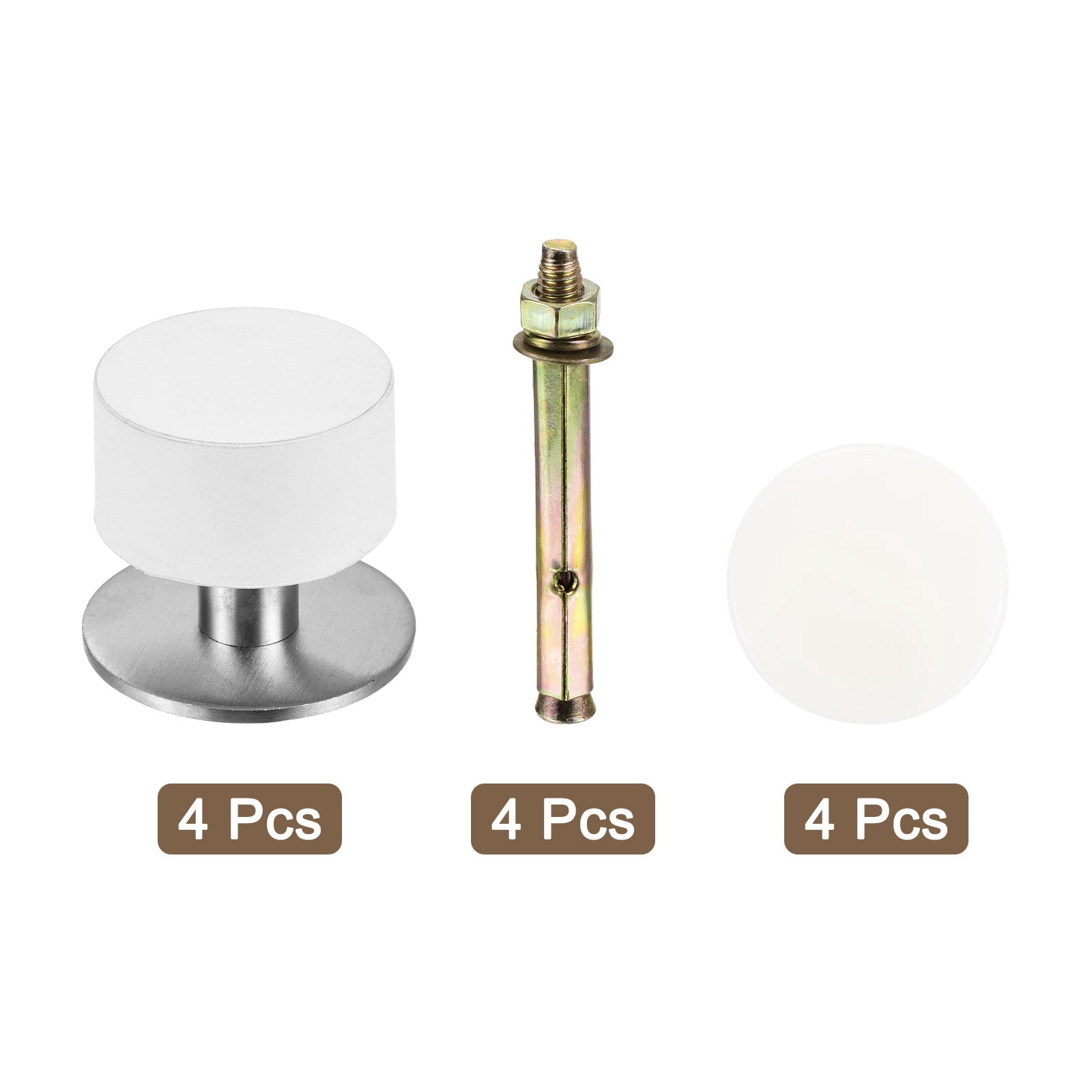 Uxcell 4Pcs Door Stoppers, Self-Adhesive Cylindrical Door Stop Wall Protector 40mmWhite