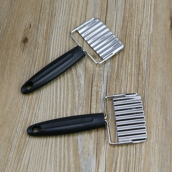 KONTONTY Stainless Steel Vegetable Crinkle Cutter and French Fry Slicer for Potato