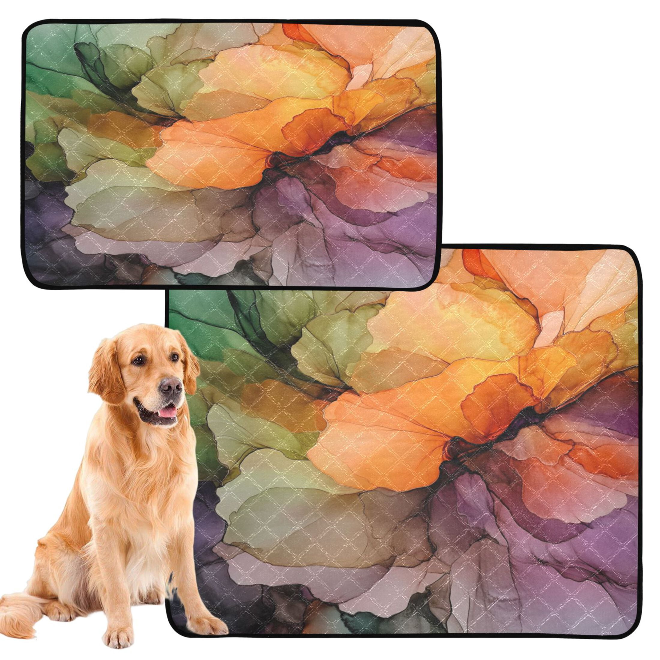 Qxltty Abstract Petal Pattern Cat litter Pads Pet Set of 3 Diaper Mats Center Anti-leakage Layer Absorbent Soft and Comfortable