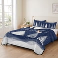 thumbnail image 2 of Quilts Twin XL Size Bedding Set, Navy Blue Christmas Lightweight Quilted Comforter, Xmas Trees Snowflake Snowy Winter Soft Reversible Bedspread Coverlet with Pillow Covers for All Season, 68" x 98", 2 of 9