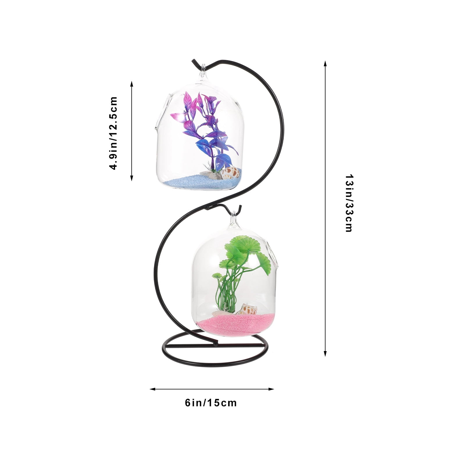 ETEREAUTY 1Set Hanging Glass Fish Tank in Assorted Colors with Stand Modern Design
