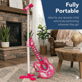 thumbnail image 3 of 19in Kids Flash Guitar for Girls gift,Pretend Play Musical Instrument Toy for Toddlers with Mic,Stand - Pink, 3 of 7