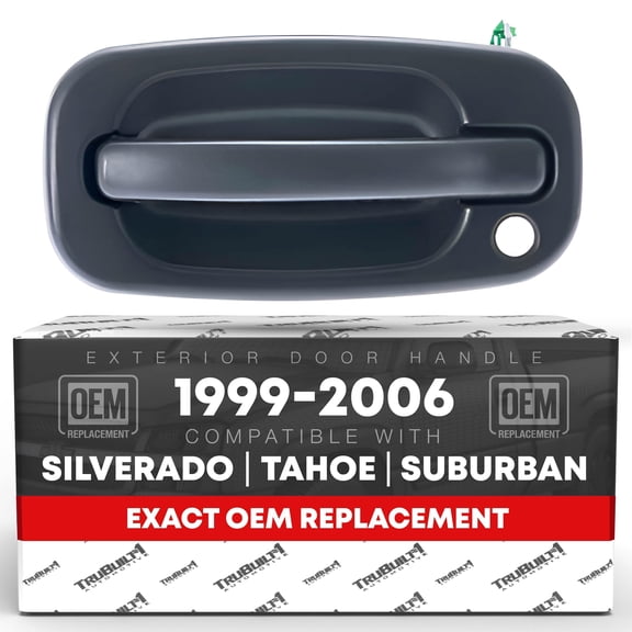 Exterior Front Driver Door Handle - Compatible with 1999-2006 Chevrolet Silverado, 02-06 Avalanche, Suburban, Tahoe; 1999-2006 GMC Sierra, Yukon - Textured Black, OEM 15034985 77261