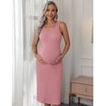 thumbnail image 6 of Avidlove Pink Maternity Dress for Baby Shower Women Rib Knit Sleeveless Tank Dress Casual Bodycon Maternity Dress Pergnancy Outfits for Photoshoot, 6 of 10