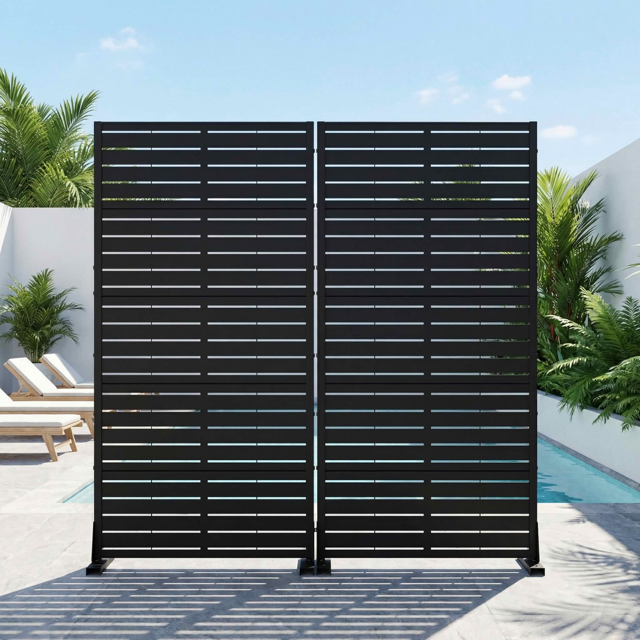 MAYEERTY 60x30 Black Double-sided Outdoor Natural Privacy Panel Screen, 5 Piece Set Natural Folding Divider for Backyard and Garden