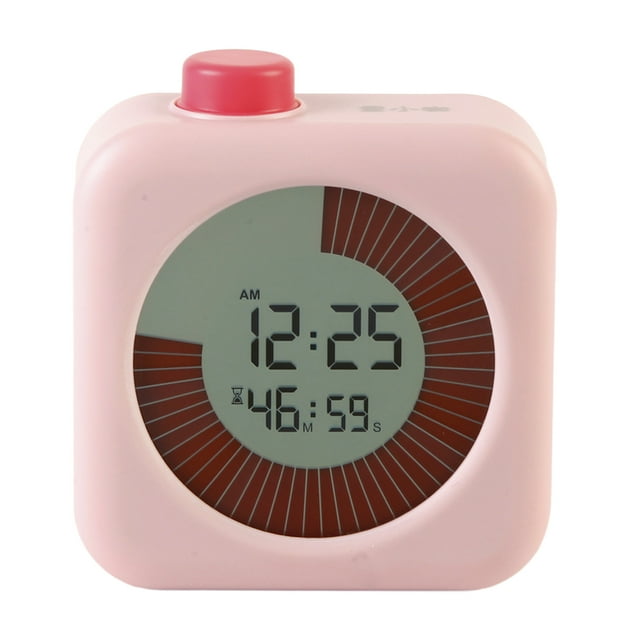 TFixol Pink Mechanical Visual Timer with 60-Minute Countdown, Snooze Function, One-Touch Off, 12/24 Hour Clock for Kids' Learning & Kitchen Time Management (Batteries Not Included)