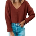 thumbnail image 1 of Heiheiup Robes pour Femmes 2024 Haut Court à Col en V Manches Longues Chandail Court, 1 of 4