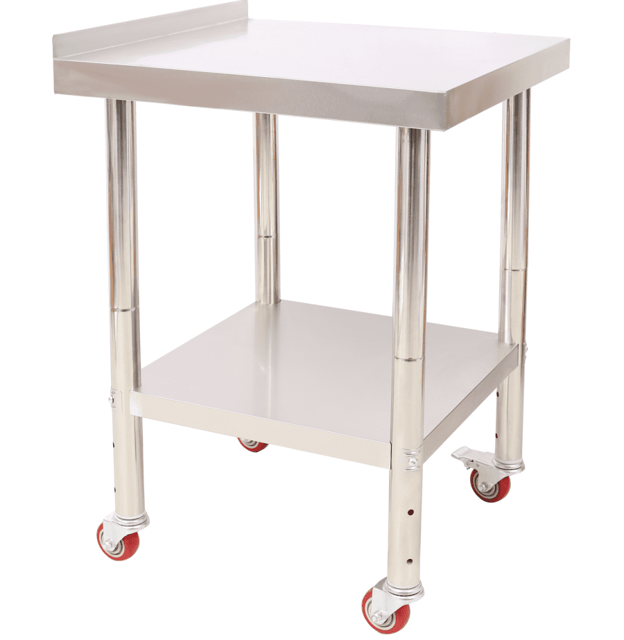 Stainless-Steel Heavy-Duty Prep Table, 440lbs w/Backsplash Undershelf & Casters