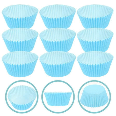 ULTNICE Cupcake Liners Baking Cups Blue Paper 100Pcs 2.67X1.97X1.26in