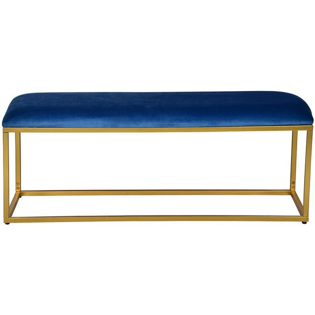 Renwil Modern Glamour Rino Bench in Gold Leaf and Blue