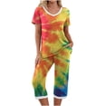 thumbnail image 2 of Prime Day Sales Today 2025!Viikei 2 Piece Womens Outfit Sets,Women-neck Short Sleeved Pajamas and Pants Set Casual Pajamas with Pockets Multicolor M, 2 of 7