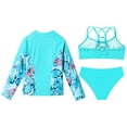thumbnail image 4 of HULIJA Kids Girls Rash Guard Set Bikini Swimsuit with Sun Protection Long Sleeve Zipper Jacket UPF Lake Green 10, 4 of 7