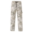 thumbnail image 5 of Rggeeun Toddler Boys Pants Cargo Pants Colorful Print Tapered Hem Ankle Length Multiple Pockets Relaxed Fit Drawstring Elastic Waist Streetwear Leisure Trousers,Gray,13-14 Years, 5 of 5