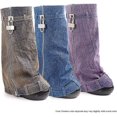 thumbnail image 4 of Padlock Fold Over Platform Denim Knee High Boots, 4 of 4