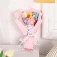 thumbnail image 3 of Artificial Flower Bouquet Vibrant Color Lovely Appearance Non-Fading Easy Maintenance No Odor Realistic Colorful Hand Woven Crochet Fake Flower Bouquet Party Supplies-Pink, 3 of 7