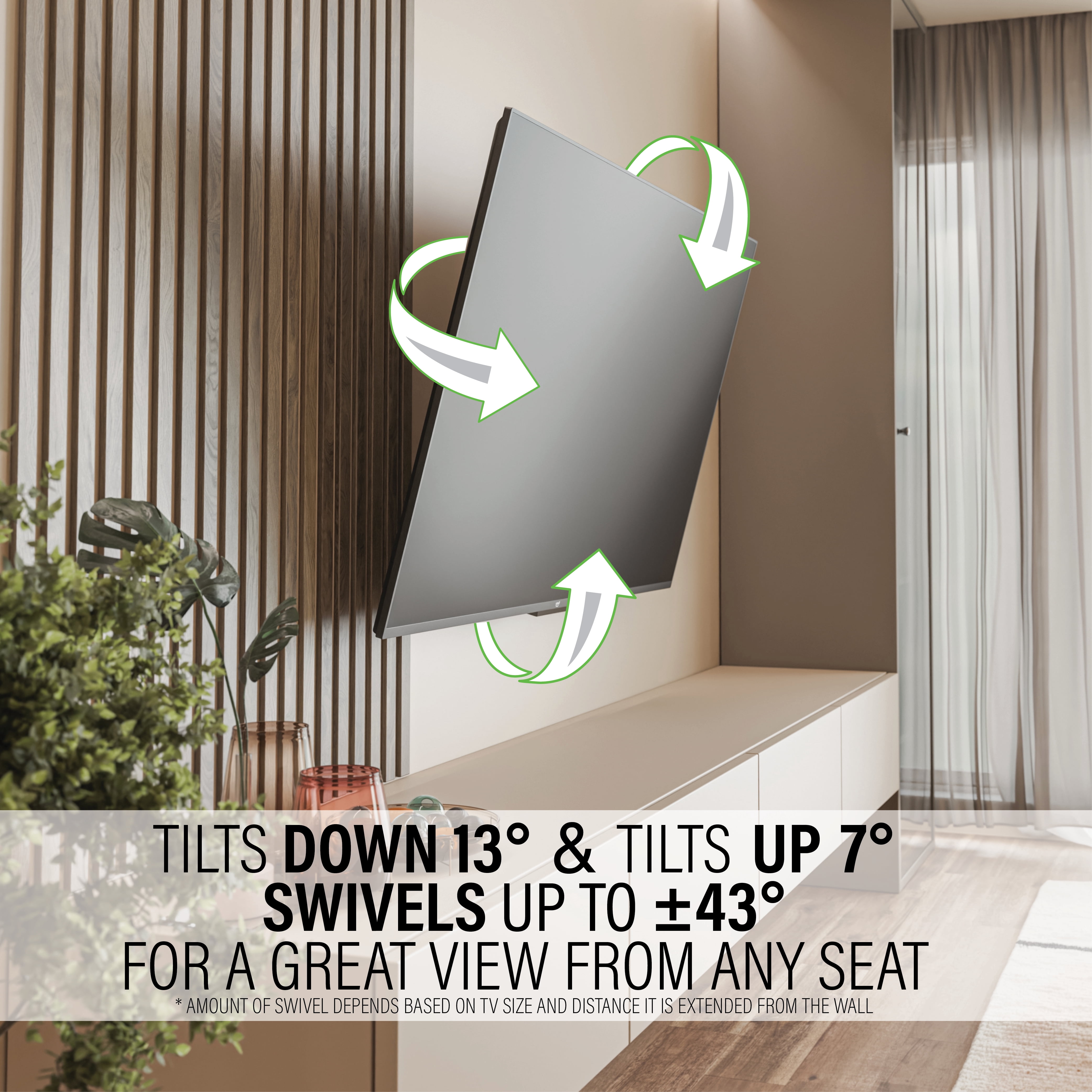 SANUS VuePoint Full-Motion TV Wall Mount for TVs 42"-90" up to 120 lbs – Height Adjust with Swivels, Tilts, and Extends up to 25" From the Wall