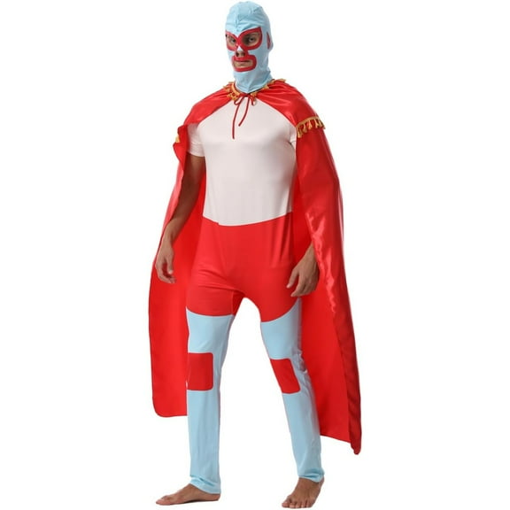 Cupohus Mexican Wrestler Costume Adult Men Cape Halloween Party Cosplay Outfits Black