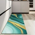 thumbnail image 4 of Teal and Gold Marble Flow Lines Pattern Kitchen Rug Mat,Kitchen Runner Rugs Non Skid Washable,Decorative Kitchen Floor Mats for Kitchen,Sink,Laundry,17"X47", 4 of 5
