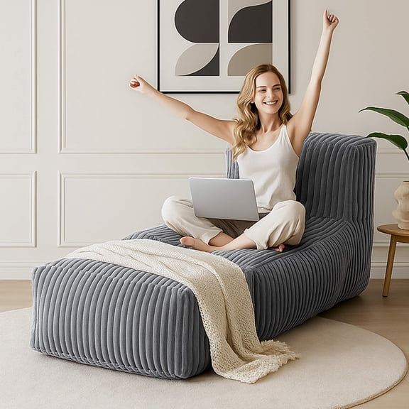 bean bag chairs for adults，chaise lounge chair indoor，Suitable for adults couch，With a footstool，A lounge chair suitable for the living room and bedroom