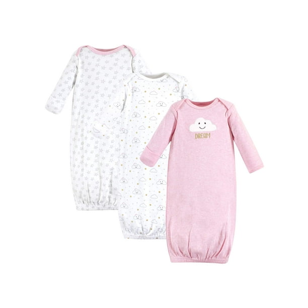 Hudson Baby Baby Girl Gowns, 3Pack