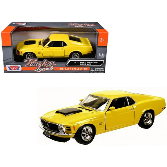 1970 Ford Mustang Boss 429 Yellow 1/24 Die cast Model Car by Motormax