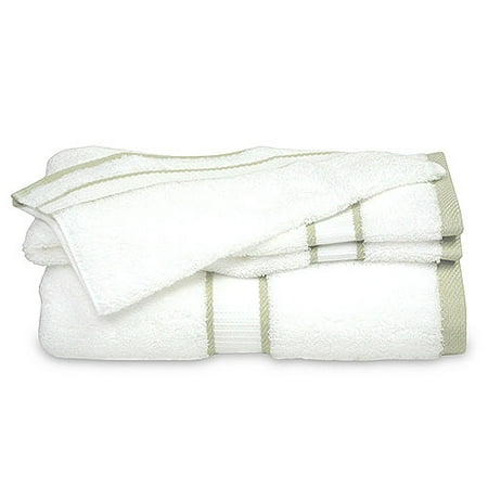 Organic 3- Piece Towel Set, White and Green