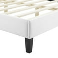 thumbnail image 3 of Twin Size Platform Bed Classic White Velvet Camelback Design Headboard, 3 of 7
