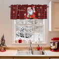 thumbnail image 2 of Santa Claus Merry Christmas Valances for Windows, 42 x 18in, Xmas Snowflake Red Plaid Rod Pocket Kitchen Valance Curtain Light Filtering Window Treatments for Living Room Bedroom, 1 Panel, 2 of 7
