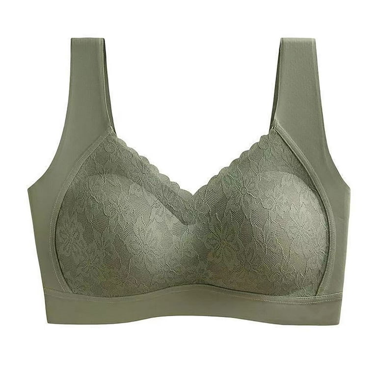 Women's Super-comfy Sage Green Lace Bra Wireless and Seamless