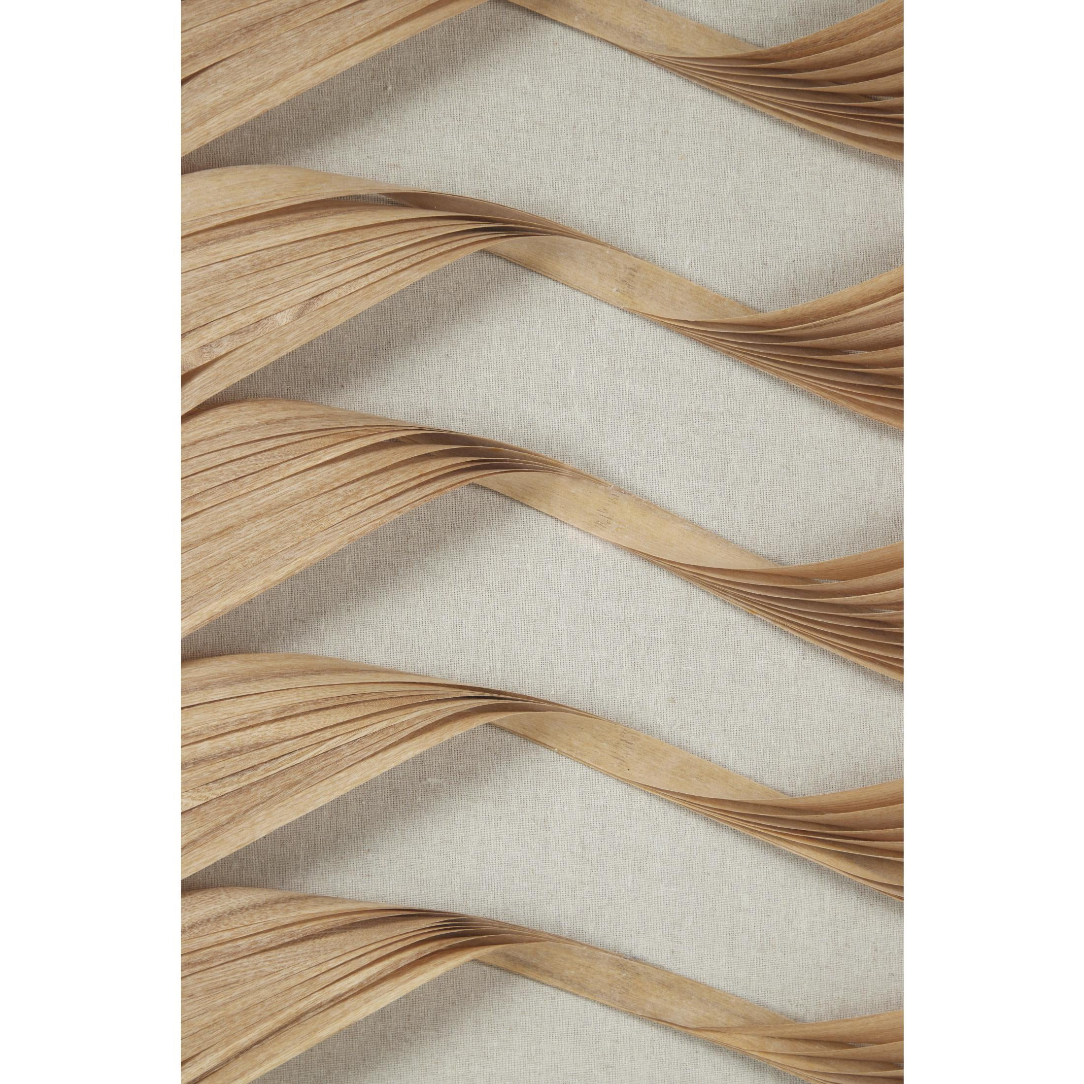 24"W, 24"H Brown Abstract Handmade Twisted Ribbon Shadow Box with Beige Linen Backing, by DecMode (2 Count)