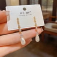 thumbnail image 6 of KKLDOGS CZ Teardrop Pearl Dangle Drop Earrings for Women, 6 of 9