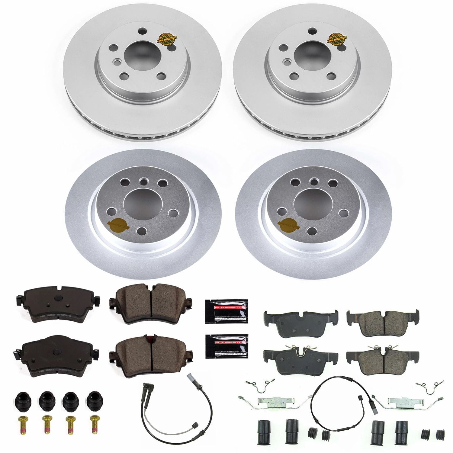PowerStop Front and Rear Geomet Coated Brake Rotor and Pad Kit Fits: MINI COOPER Select Models CRK8105