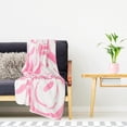 thumbnail image 6 of Preppy Throw Blanket Pink Smile Face Blanket Cute Flannel Soft Blanket Plush Fuzzy Pink Blanket Preppy Bedding Stuff for Dormitory Living Room 50" x 60"(Distort Smile Face), 6 of 6