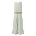 thumbnail image 5 of BYHONG Casual Outfits for Women Sleeveless Tank O Neck Top Short Button Top Wide Leg Pants Pocket Two Piece Suit Green XXL, 5 of 5