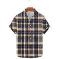 thumbnail image 2 of yillto Mens Big and Tall Plaid Shirts Button down Short Sleeve Lightweight Summer Beach Tshirts, 2 of 5