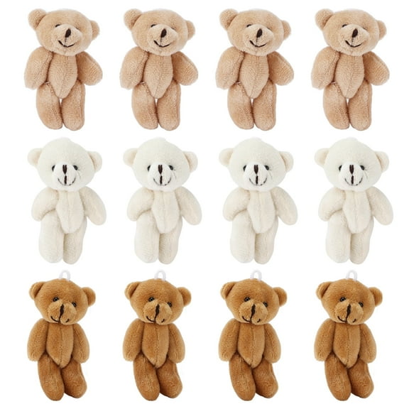 12 Pcs Mini Stuffed Bears, Stuffed Plush Bear Baby Shower Decorations, Comfortable Soft Cute Mini Teddy Plush Toy for Wedding Birthday Decorations