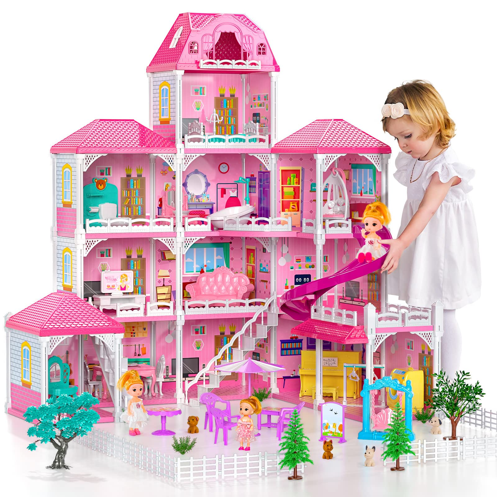 Dream House Doll House 7-8 for Girls - 4-Story 12 Comoros